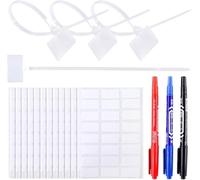 Swpeet Kit di 215 cavi in nylon, tra cui 200 pezzi da 15 cm, colore bianco, riutilizzabili, in nylon resistente, fascette segnacavi con 3 pennarelli e 12 etichette di carta per cavi di rete e linee