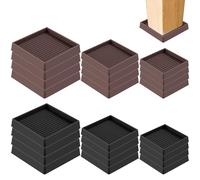 Swpeet Kit di 4 cuscinetti quadrati in gomma nera antiscivolo per mobili, 10,2 x 10,2 cm, piedini antiscivolo per mobili, tappi per pavimento per letto, divano, tavolo, sedia