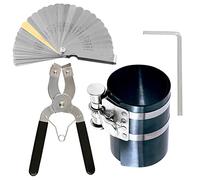 Swpeet Kit di 4 pinze per compressore ad anello del pistone da 4 pollici e pinze regolabili per l'installazione del pistone con chiave e kit assortito di calibri di spessore in acciaio inossidabile