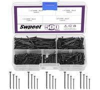 Swpeet Kit di 500 chiodi assortiti in 4 misure, chiodi zincati neri, piccoli chiodi, chiodi di finitura, chiodi per appendere, chiodi da parete per appendere immagini