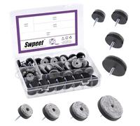 Swpeet Kit di 56 feltrini neri per mobili, antiscivolo, con feltrini a vite, protezione per pavimenti per gambe in legno di sedie, tavoli, divani, 20 mm, 24 mm, 28 mm, 38 mm