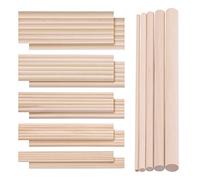Swpeet Kit di assortimento da 160 pezzi di bastoncini in legno per lavori artigianali, diametri da 3,2 mm/4,8 mm/6,4 mm/8 mm/9,5 mm, lunghezza 150 mm/15 cm, bastoncini in legno duro rotondi non