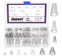 Swpeet Kit di assortimento di molle coniche affusolate in acciaio inossidabile da 123 pezzi, 10 misure 0,3/0,5/0,7/0,8/1, molle coniche per torri metalliche, piccole molle a compressione per