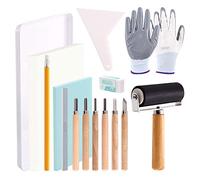 Swpeet Kit di Avviamento per Stampa a Blocchi da 24Pz, Blocchi per Intaglio Timbri di Gomma, Rullo Inchiostratore, Strumenti per Intaglio, Guanti, Carta da Ricalco e Tavolozza per Miscelazione Inchios