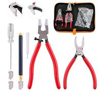 Swpeet - Kit di utensili per taglierina per vetro, 9 pezzi, pinze per interruttore e pinze per vetro con punte in gomma, punta in carburo, 2 lame con contagocce per olio e cacciavite
