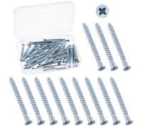 Swpeet Kit di viti autofilettanti autofilettanti per mobili, in acciaio al carbonio, M5 x 50 mm, 50 pezzi, colore blu/bianco, per montaggio e montaggio