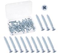 Swpeet Kit di viti autofilettanti autofilettanti per mobili, M5 x 35 mm, 50 pezzi, in acciaio al carbonio zincato, colore blu/bianco, per montaggio e montaggio