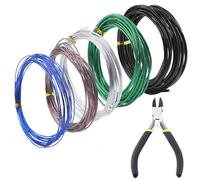 Swpeet - Kit per Bonsai, 6 Pezzi, 5 Misure, 0,8/1/1,5/2/3 mm, con Tronchesina, Accessori per Bonsai, Alluminio, Nero, Marrone, Verde, Argento, Blu Reale