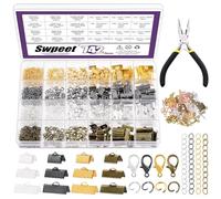 Swpeet Kit per Braccialetti a Nastro con 771 Pezzi, con Pinze, Assortimento di Strumenti, Fermagli per Segnalibri, Terminali, Chiusure a Moschettone, Anellini e Estensioni per Catenina per la