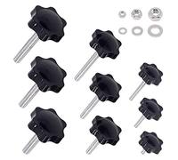 Swpeet - Manopole a stella M6 x 25 mm, filettatura maschio in metallo, 135 pezzi, colore: Nero