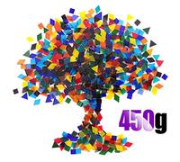 Swpeet Piastrelle per mosaico da 0,45 kg (1 libbra), colori e forme miste, pezzi di vetro per mosaico con contenitore organizzativo, piastrelle per mosaico triangolari autentiche, pezzi di vetro per