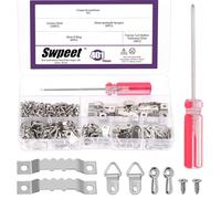 Swpeet Picture Hanging Kit Include Sawtooth Picture Frame Hanging, Frame Picture Turn Buttons, Pieces Screws and Screwdriver for Hanging Pictures, Photos, Drawing (Silver)