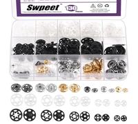Swpeet Plastic Clothes Hidden Button Clear Press Studs Snap Fasteners for Clothing Fabric 130 Set di bottoni automatici da 7 mm a 20 mm in plastica e metallo