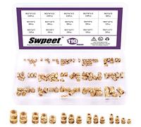 Swpeet,Set di 110 dadi zigrinati in ottone con inserto filettato in ottone, M2, M3, M4, M5, M6, filettatura femmina M6, saldati, kit di stampaggio ad iniezione perfetto per stampa 3D