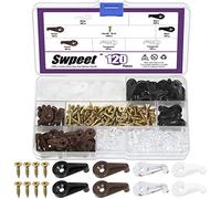 Swpeet Set di 120 clip di fissaggio in 4 colori con viti abbinate, kit assortito per armadi, finestre, porte e vetri di fissaggio
