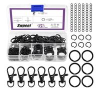 Swpeet Set di 125 portachiavi neri, 25 pezzi, 25 pezzi, anello portachiavi girevole 25P, catene estensibili 25P, anelli open Jump 50P, chiusure girevoli per aragosta