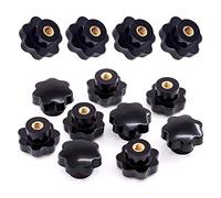 Swpeet - Set di 15 manopole M8 a 7 stelle con filettatura femmina per dadi di bloccaggio e manopole a forma di stella, in plastica nera con impugnatura a vite per attrezzature meccaniche (M8)