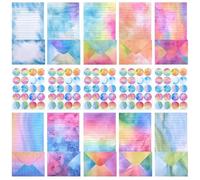 Swpeet Set di 200 fogli di carta da lettere ad acquerello, inclusi 50 fogli di carta da lettere con imbottitura ad acquerello, 50 buste e 100 adesivi per scrivere poesie, inviti