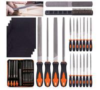 Swpeet Set di 24 lime in metallo con raspa per legno 4 in 1 e kit di spazzole metalliche con custodia per il trasporto, lime ad ago, lime piatte rotonde semicircolari triangolari per modellare metallo