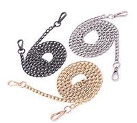 Swpeet Set di 3 catene piatte di ricambio in metallo lucido di alta qualità, alla moda, 119,2 cm, perfette per borse a tracolla fai da te in metallo, borse a mano, borse a mano (oro, argento, nero