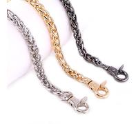 Swpeet Set di 3 cinturini a catena torsionali di ricambio di lusso con fibbie, perfetti per borse a tracolla in metallo fai da te, 119 cm, colore oro + argento + nero canna di fucile