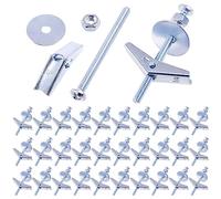Swpeet Set di 30 bulloni a levetta da 1/4 di pollice e dado ad ala con dadi esagonali, rondelle, kit assortimento di bulloni a levetta, tasselli a farfalla per appendere oggetti pesanti sul muro a