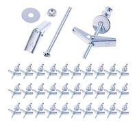 Swpeet Set di 30 bulloni a levetta da 1/8 di pollice e dado ad ala con dadi esagonali, rondelle, kit assortimento di bulloni a levetta, tasselli a farfalla per appendere oggetti pesanti sul muro a