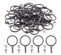 Swpeet - Set di 300 anelli per portachiavi piatti da 35 mm, con 100 anelli portachiavi con catena e 100 anelli di salto con 100 pezzi con 100 perni a vite per gioielli