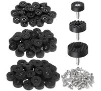 Swpeet Set di 32 cuscinetti rotondi per mobili da 24 mm, con viti, in gomma rotonda resistente, antiscivolo, per mobili, tavoli, scrivanie, sedie, per proteggere il legno duro