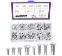 Swpeet Set di 400 rivetti in alluminio, testa semicircolare solida, M2 M2.5 M3 M4 × 6 mm 8 mm 10 mm, per riparazione barca, aereo