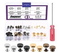 Swpeet Set di 41 rivetti a vite in 4 colori, 40 piedini rotondi per borsetta, borchie in metallo con cacciavite, oro, argento, bronzo, pistola, metallo nero, testa piatta, rivetti per borse in pelle
