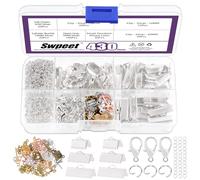Swpeet Set di 430 braccialetti in argento, con fermaglio per segnalibri, chiusura con anelli di salto ed estensore per la produzione di segnalibri fai da te
