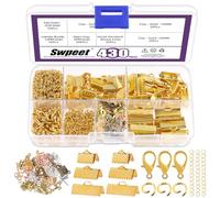 Swpeet Set di 430 braccialetti in oro, con chiusura con anelli e catena, per fai da te, per la produzione di segnalibri, S3916