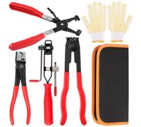 Swpeet Set di 5 pinze per morsetto per giunto CV di tipo CV, pinze per fascette stringitubo, pinza per asse ATV CV, pinza tipo Clic-R con kit assortimento di guanti, kit di strumenti per fasce per