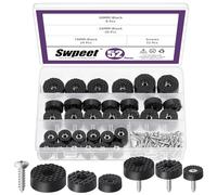 Swpeet Set di 52 cuscinetti rotondi per mobili, 3 misure, 18 mm, 24 mm, 30 mm, con viti, in gomma resistente, antiscivolo, per proteggere il legno duro