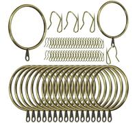 Swpeet Set di 60 anelli per tende in metallo color bronzo, diametro interno 50 mm, con ganci per tendaggi pin-on, kit assortito, ganci per tende scorrevoli in metallo, per tende da doccia