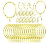 Swpeet Set di 60 anelli per tende in metallo dorato con diametro interno da 50 mm, con ganci per tendaggi pin-on, kit assortito, ganci scorrevoli per tende in metallo, per tende da doccia