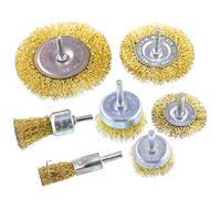 Swpeet - Set di 7 spazzole in filo metallico rivestito in ottone, 7 misure, perfette per la rimozione di ruggine/corrosione/vernice - riduce la rottura del filo e una maggiore durata