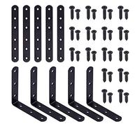 Swpeet - Set di 80 supporti angolari in ferro nero, staffe angolari a L in metallo e staffe piatte dritte per mensole con viti per fissaggio connettore (100 x 100 x 3 mm, 160 x 20 x 3 mm)