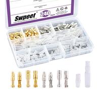 Swpeet - Set di connettori a proiettile, da 3,9 mm, in ottone, connettori maschio e femmina, con copertura isolante per moto, scooter, auto, camion, con manicotto isolante