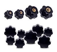 Swpeet - Set di pomelli a forma di stella M4 M6 M8 M10 7 stella con filettatura femmina, kit assortito, manopole a forma di stella in plastica nera, manopole di bloccaggio per attrezzature meccaniche