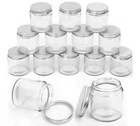 Swpeet Vetro Trasparente con Coperchio Argento, Set Assortimento Contenitori Rotondi, Barattoli Cosmetici con Coperchio, Bicchieri da Viaggio, Contenitore Cosmetico per Crema, Lozione, 120 ML, Kit 12