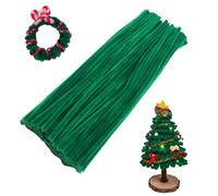 Swpohrat Set da 100 pezzi di scovolini in ciniglia spessa e pelosa, per progetti fai da te e decorazioni, colore: verde scuro