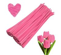 Swpohrat Set da 100 pezzi di scovolini rosa scuro, in ciniglia spessa e pelosa, per progetti fai da te e decorazioni