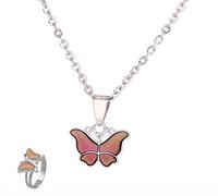 swqfzki 2 collane con ciondolo ovale a forma di tartaruga, a forma di cuore, croce, farfalla, stella e luna, con ciondolo ovale in stile retrò, one size, lega e acciaio inox, Ambra