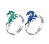 swqfzki Anelli dell'umore 2 pezzi a forma di cuore e tartaruga dinosauro unicorno cavallo anello cambia colore occhi emozione anello farfalla luna e stella anelli umore misura regolabile per donne