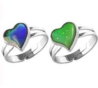 swqfzki Anelli dell'umore 2 pezzi a forma di cuore e tartaruga dinosauro unicorno cavallo anello cambia colore occhi emozione anello farfalla luna e stella anelli umore misura regolabile per donne