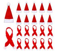 SWRCEYJH 20 Pezzi Mini Cappello di Natale E Sciarpa Mini Sciarpa per Cappello da Babbo Natale Cappellos Natalizio da Tavola Lecca-Lecca, Tappi di Bottiglia,Alberi di Natales, Decorazioni Natalizie