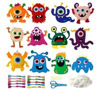 SWRCEYJH Confezione da Cucito in Feltro per Bambini, kit cucito bambini con set cucito di 12 Mostri per Principianti con kit cucito bambini, Ideale per Artigianato e Gioco Educativo