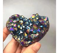 SWRVVMJDTN Amethyst Geode Heart Shaped Stone Crystals Stones Titanium Rainbow Aura Amethyst Cluster Angel Aura Quartz Ornaments